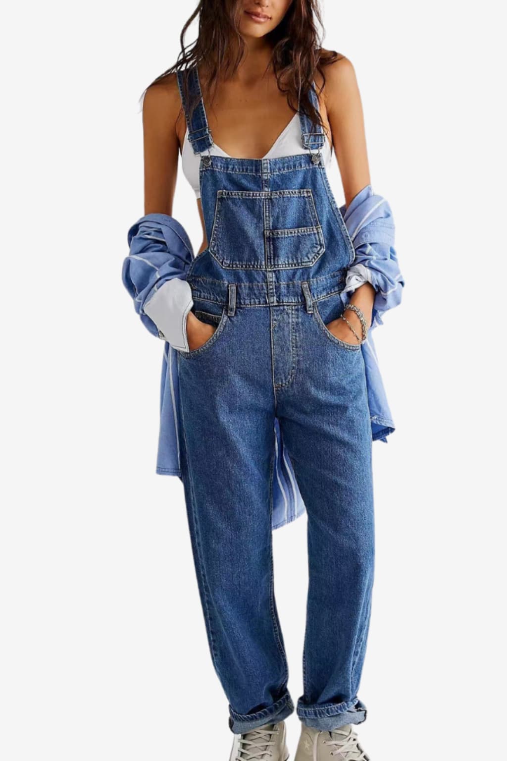 Women’s Relaxed Fit Denim Jumpsuit with Pockets
