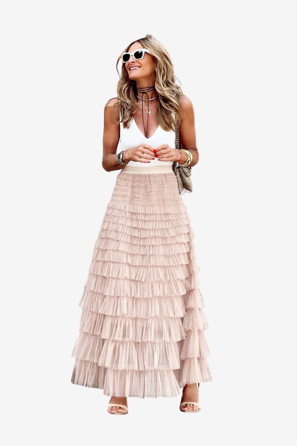 Women’s Tiered Maxi Skirt High Waist Flowy Style