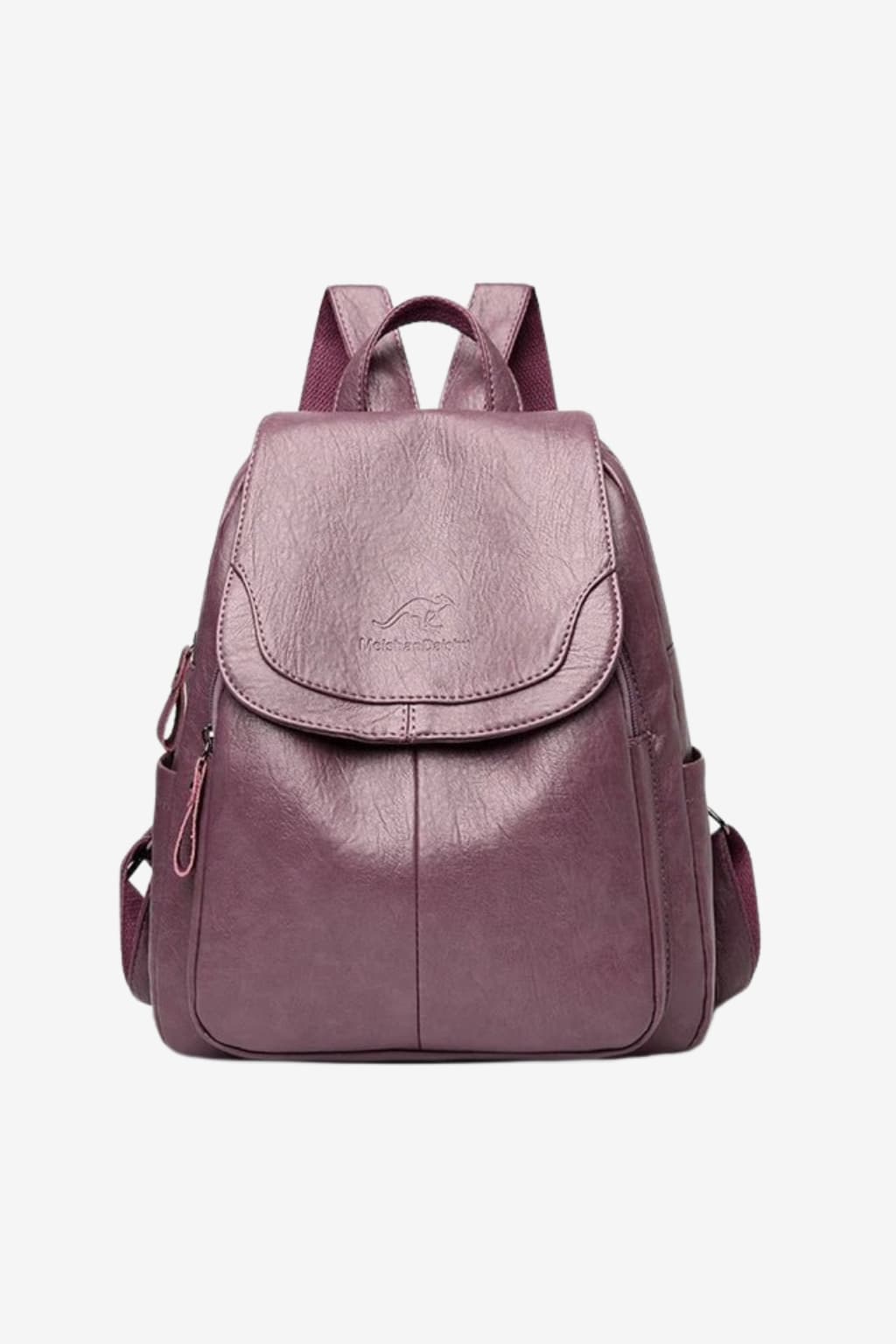 Women's PU Leather Vintage Backpack Flap Closure Adjustable Straps
