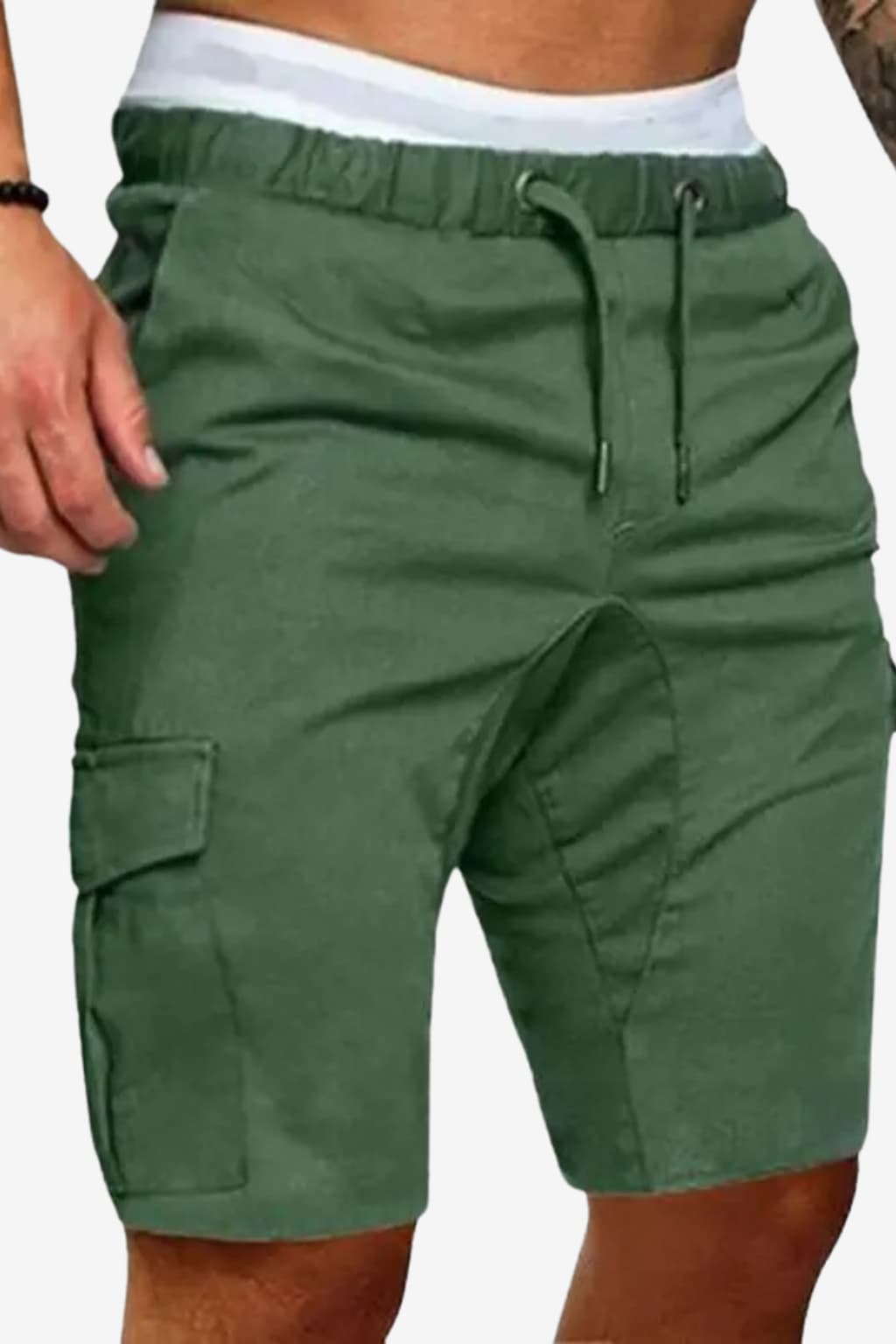 Men’s Cargo Shorts with Pockets Elastic Waist Knee Length