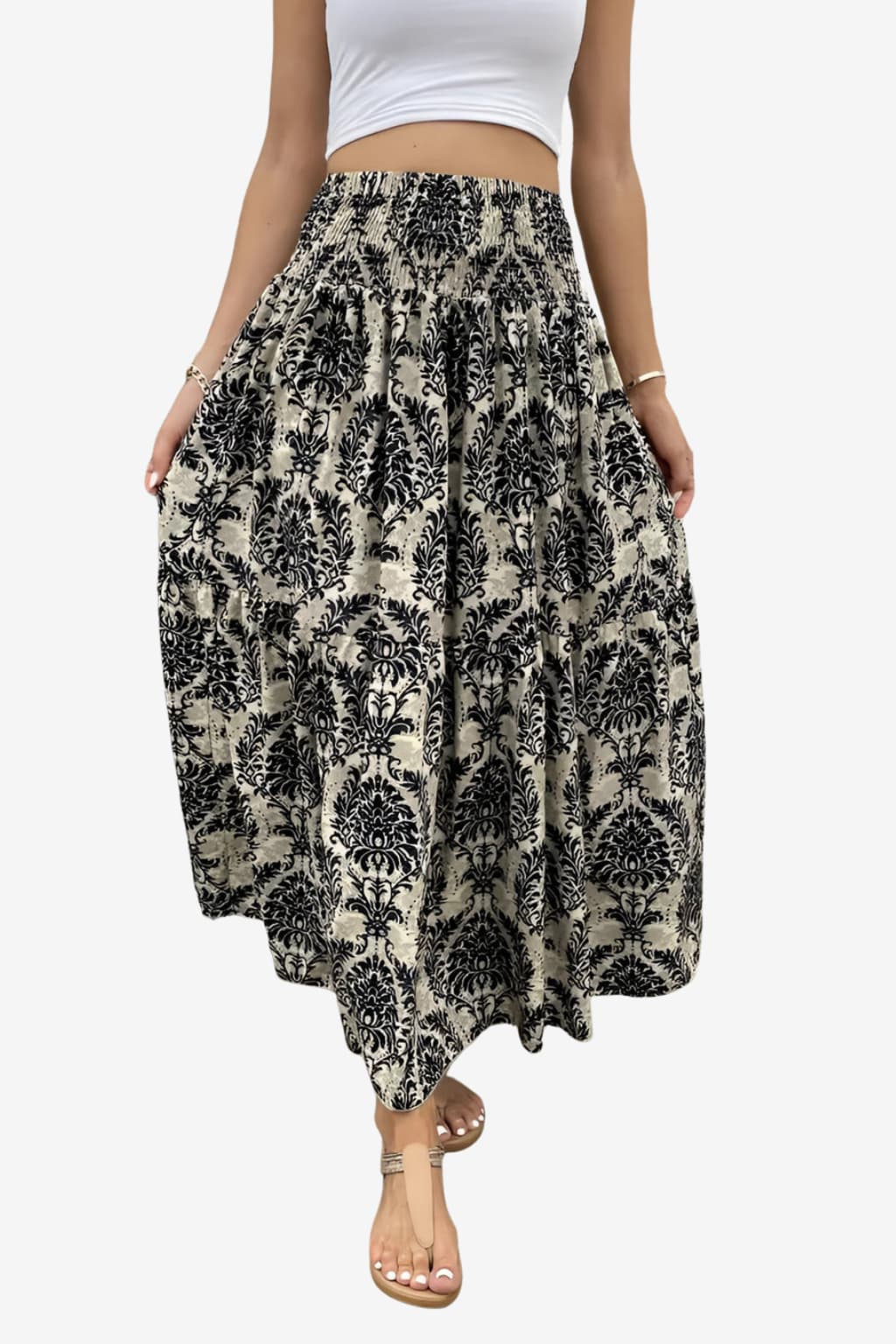 Women’s High Waist Maxi Skirt Ethnic Boho Print