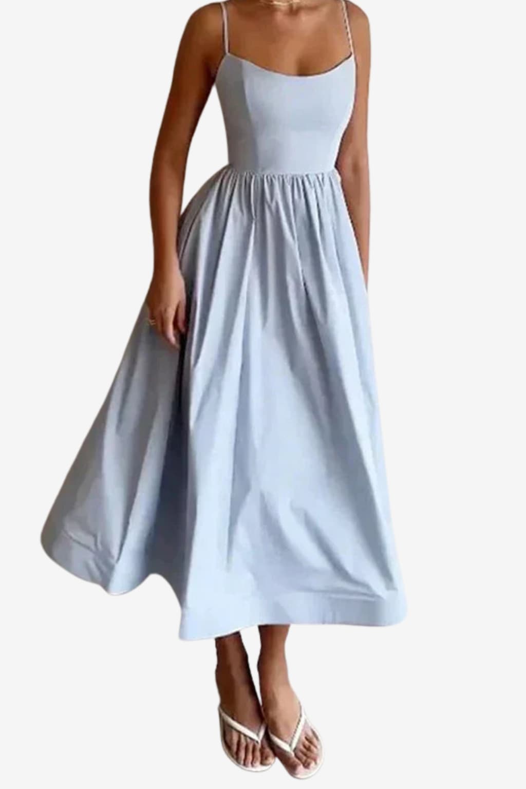 Women’s Midi Dress A-Line Fit with Spaghetti Straps