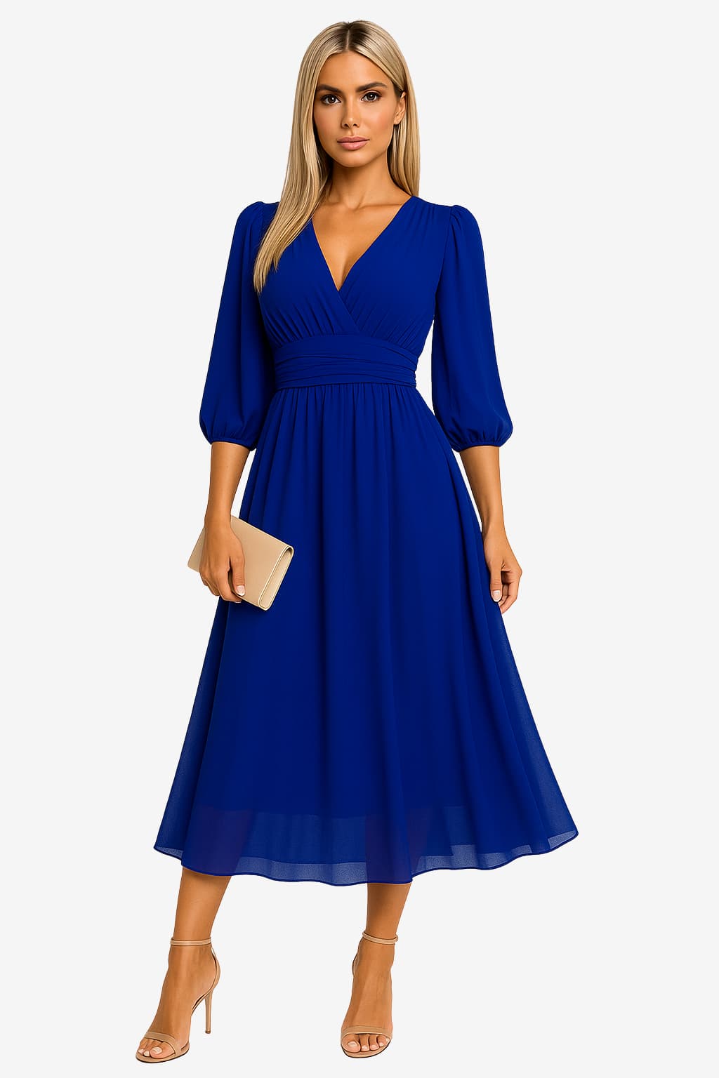 Women’s Chiffon Midi Dress High Neck Summer Fit