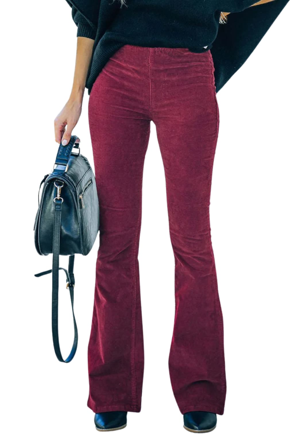 Women's High-Waisted Corduroy Flare Trousers
