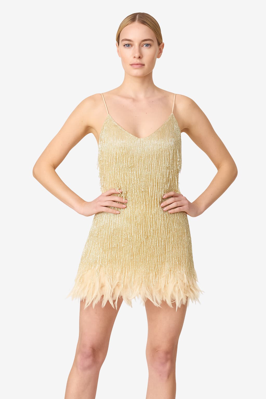Women’s Sequin Fringe Mini Dress V-Neck Party Wear