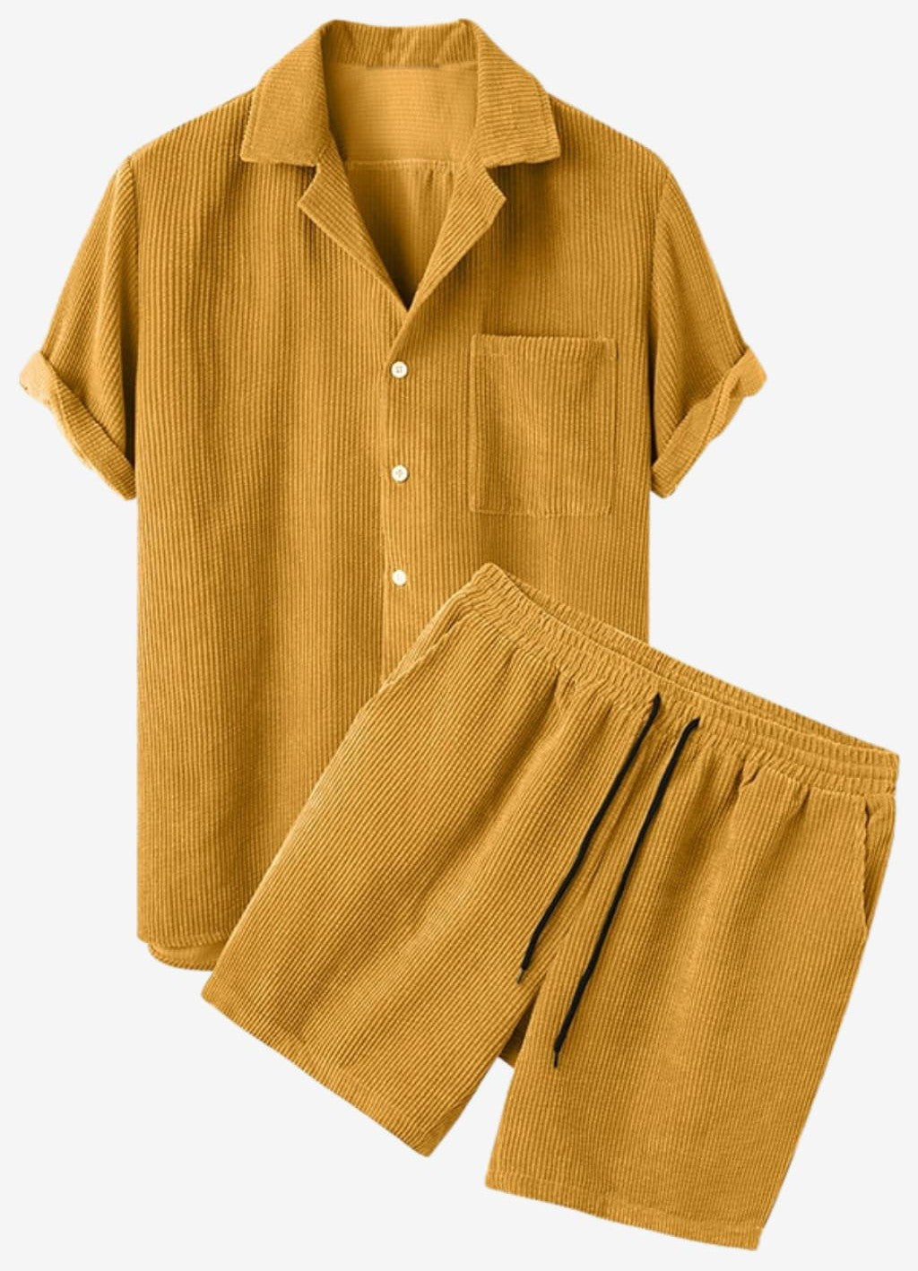 Men's Waffle-Knit Lounge Set - Short-Sleeve Shirt &amp; Shorts