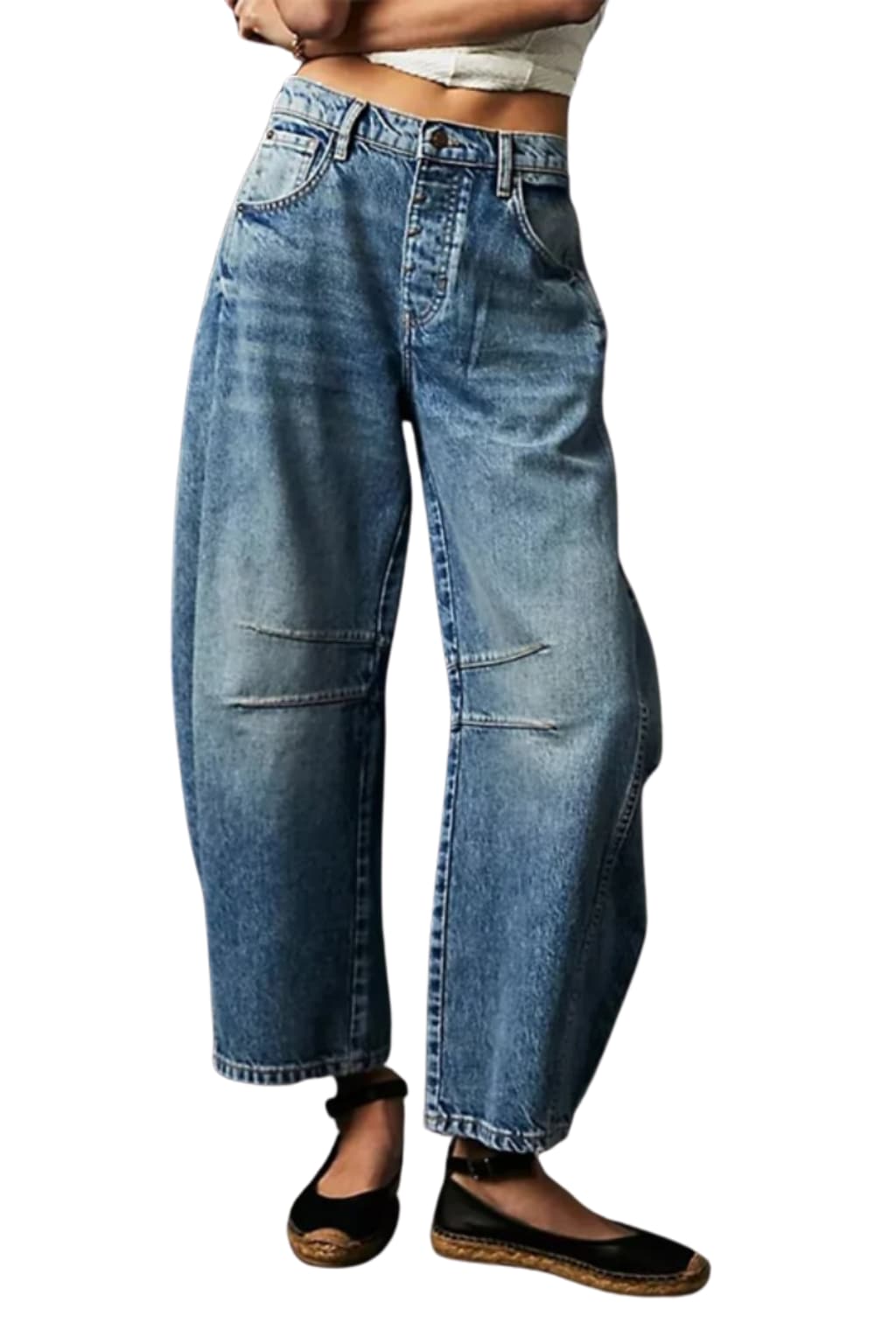 Women's High-Waisted Wide - Leg Light Blue Denim Jeans