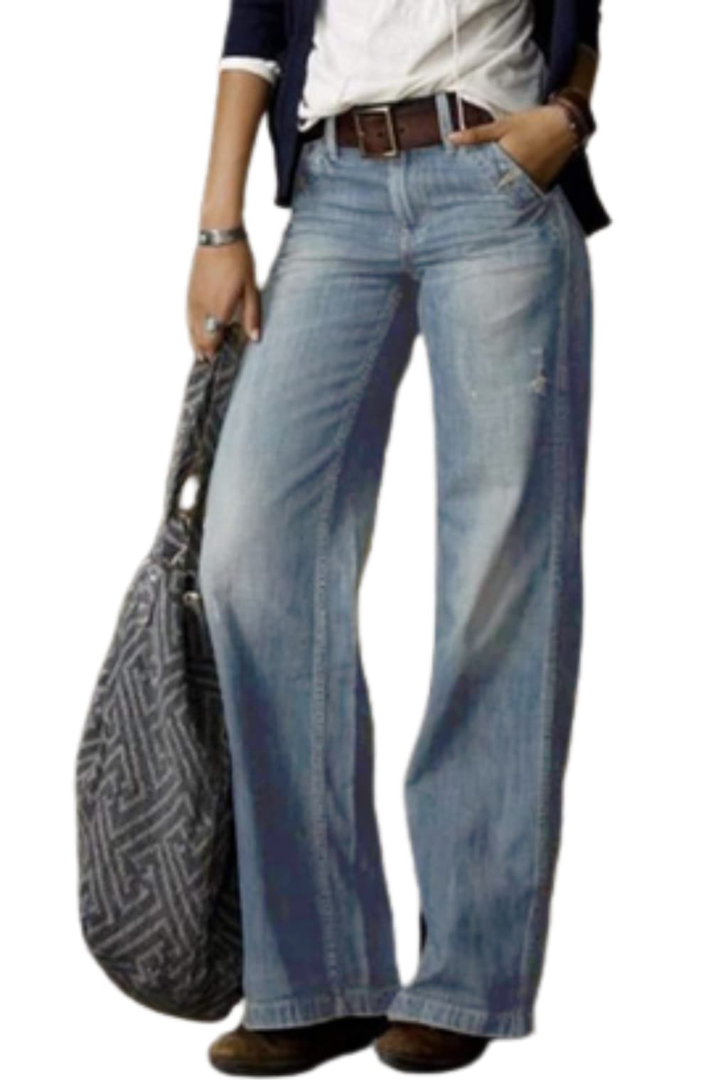 Women's Mid-Rise Wide Flare Denim Jeans