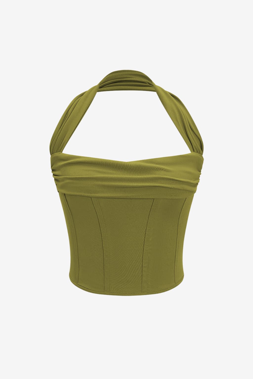 Women’s Halter Neck Ruched Corset Crop Top Pink