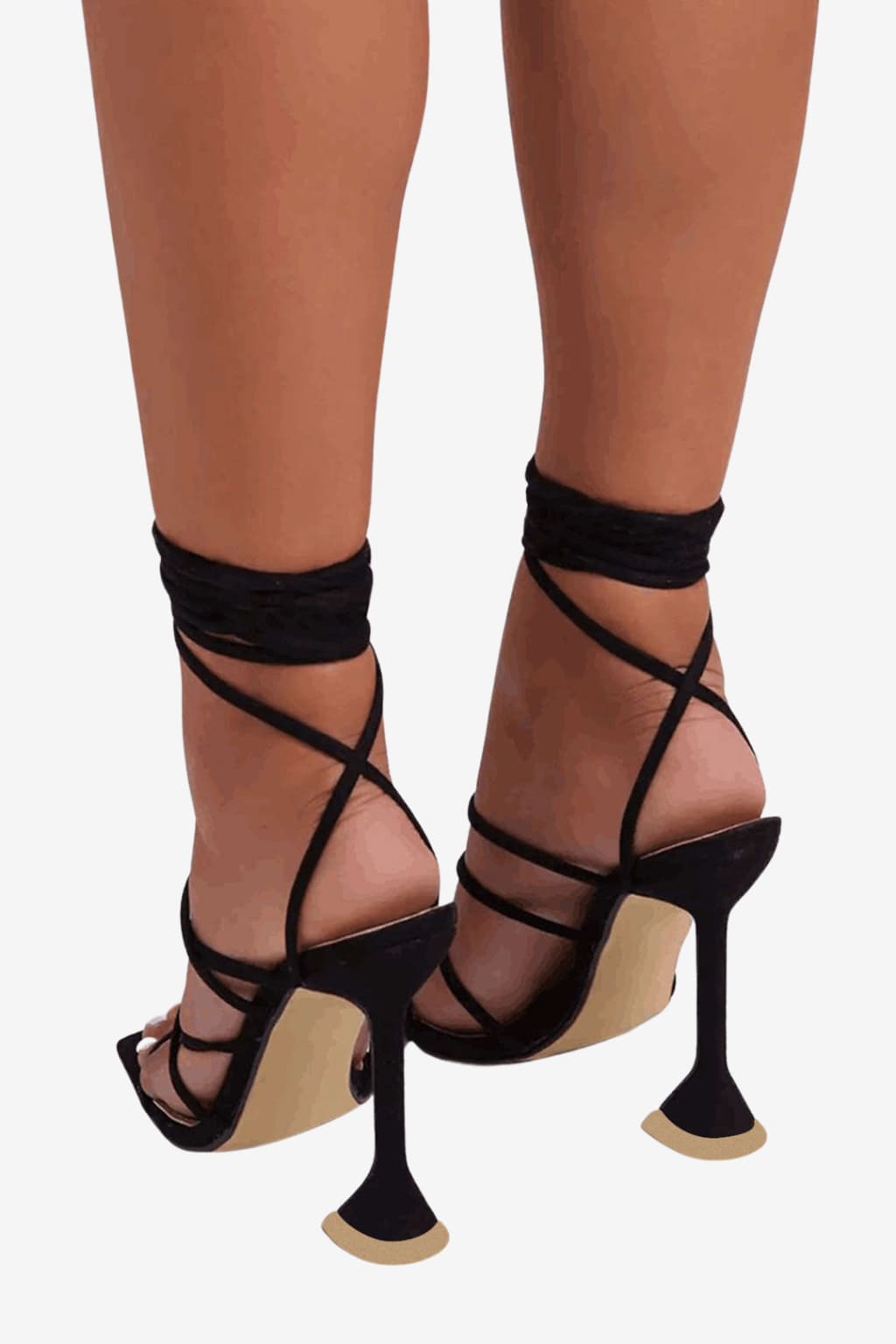Women's  Strappy High Heel Sandals with Square Toe and Lace-Up Ankle Design
