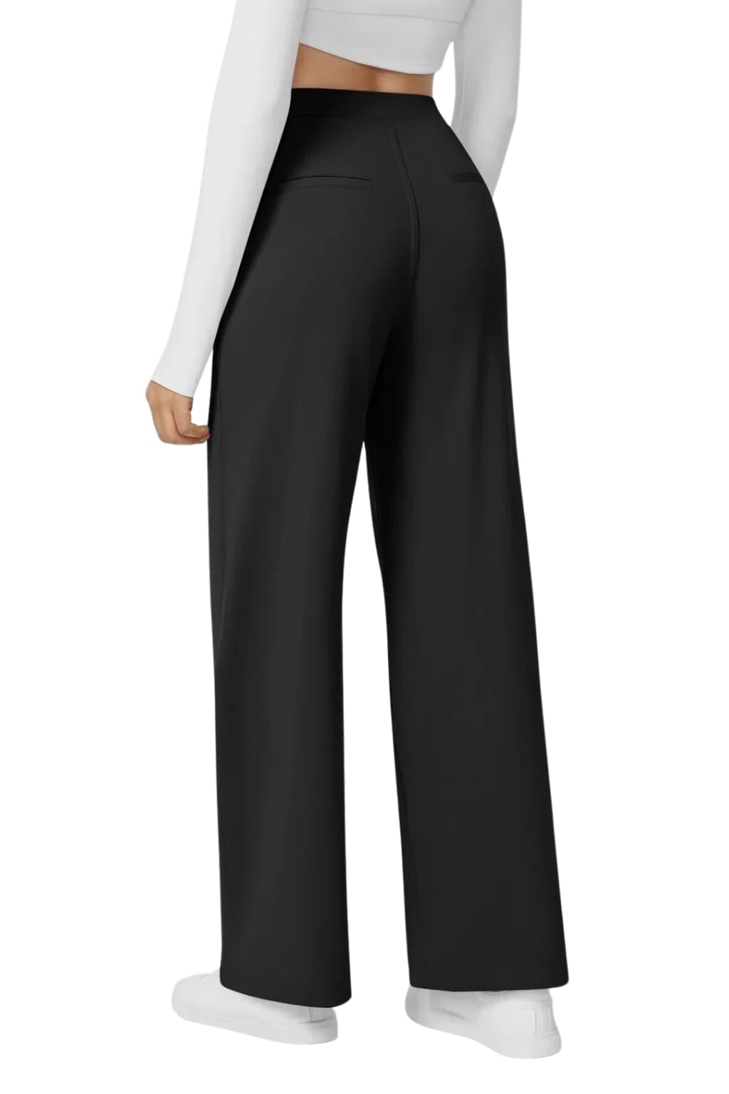 Women's High-Waisted Wide - Leg Trousers with Pleated Front