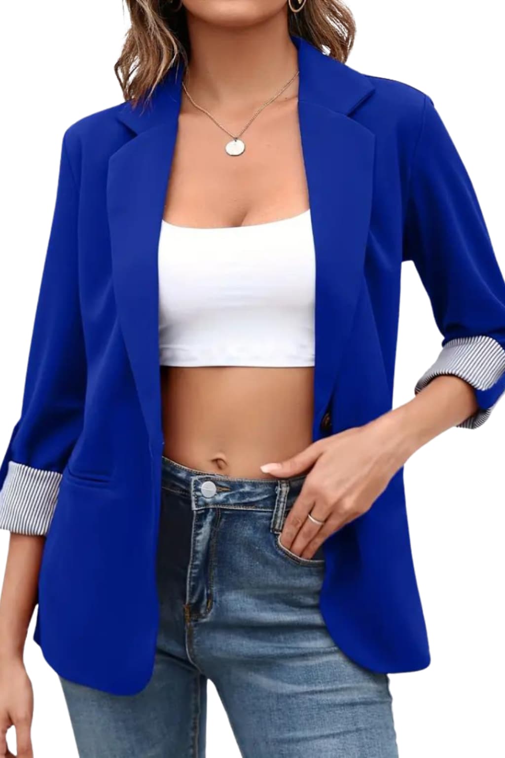 Women’s Blazer with Lapel and Rolled Cuff Sleeves