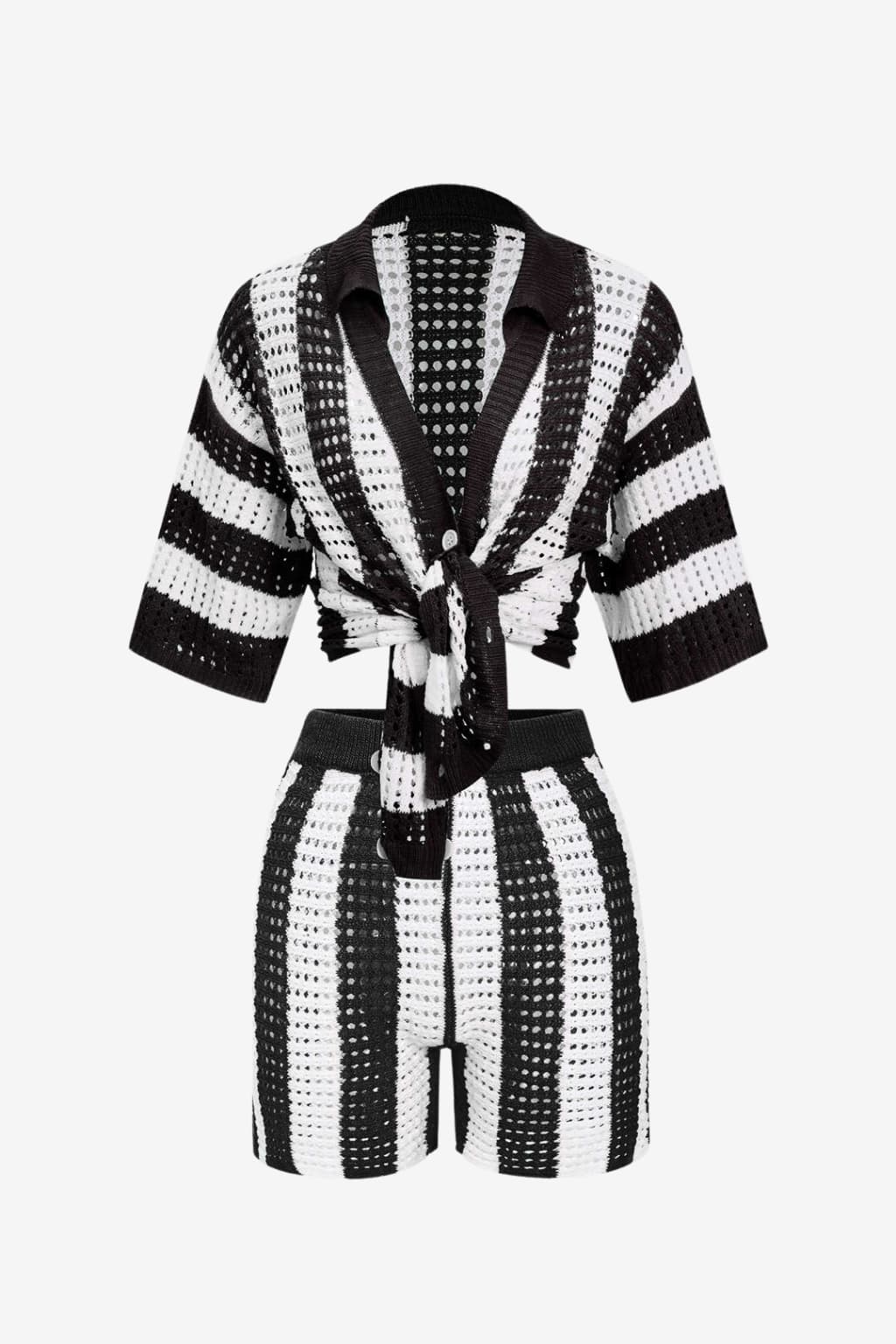 Women’s Stripe Knit Summer Co-Ord Set with Shorts