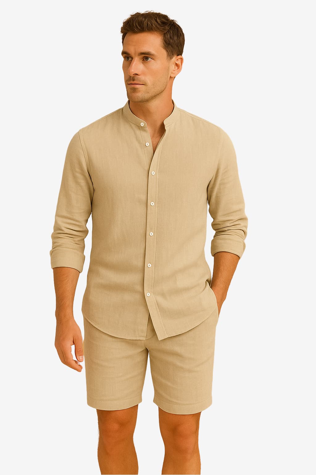 Men’s Linen Two-Piece Summer Set Shirt and Shorts