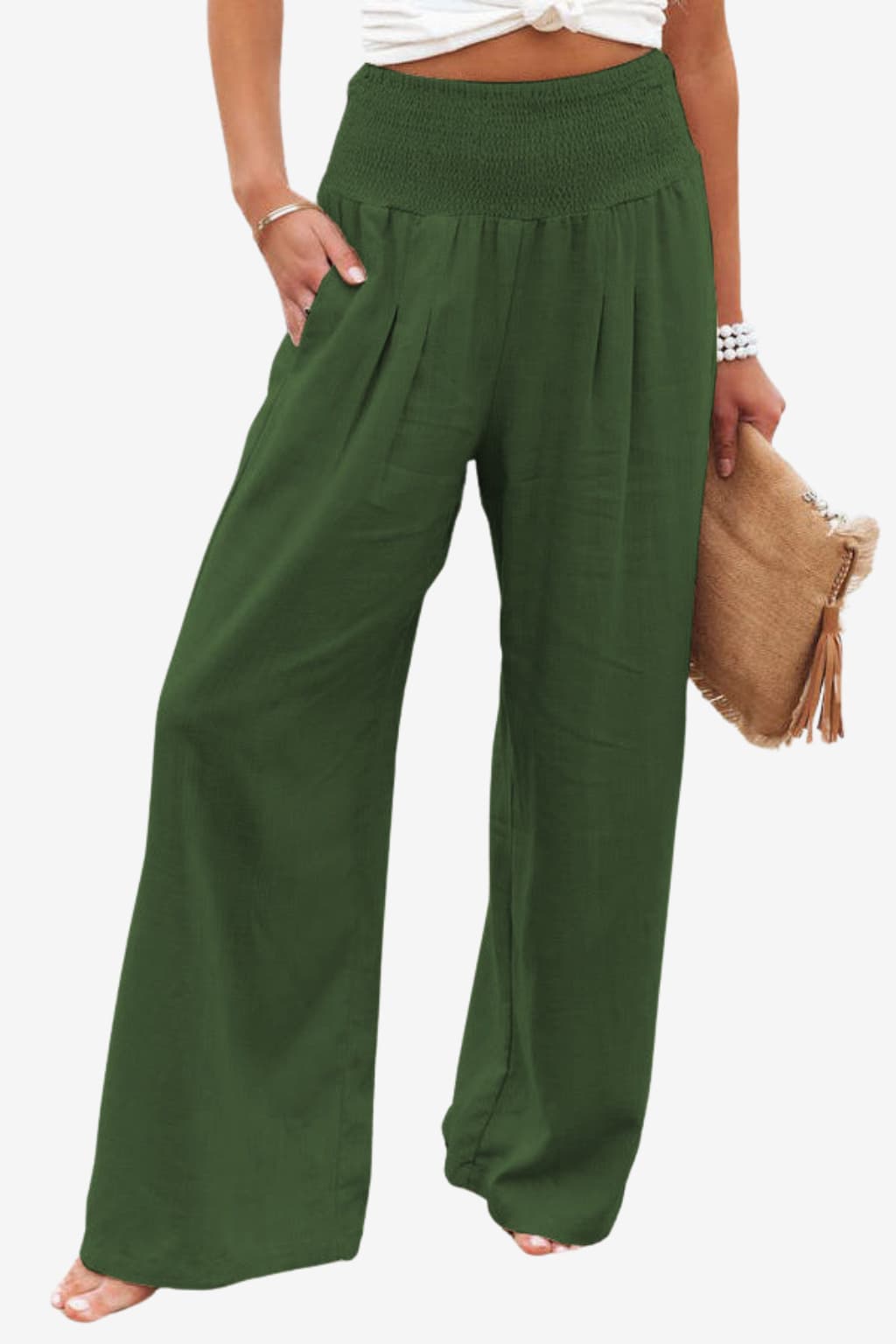 Women's High-Waist Cotton-Linen Wide-Leg Trousers