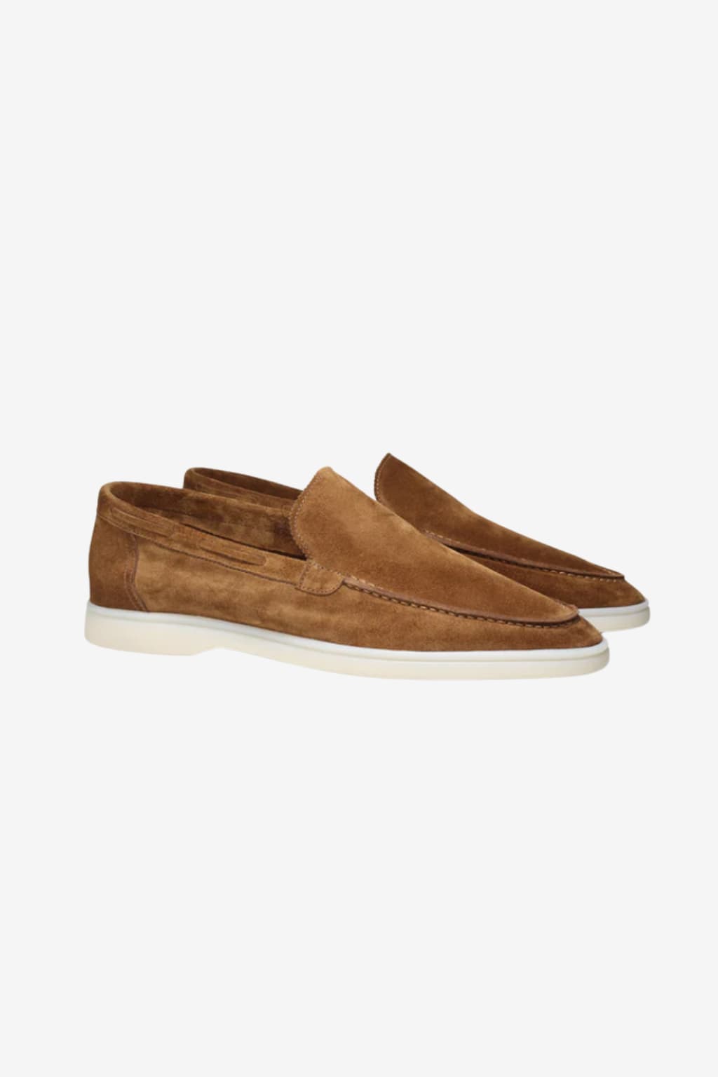 Men's Suede Slip-On Loafers - Moccasin Stitching, Soft Sole
