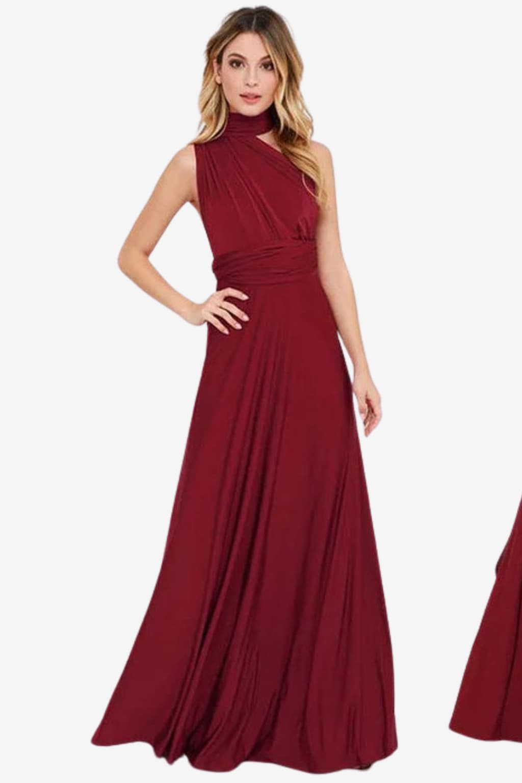 Women's One-Shoulder Maxi Dress with Ruched Waist