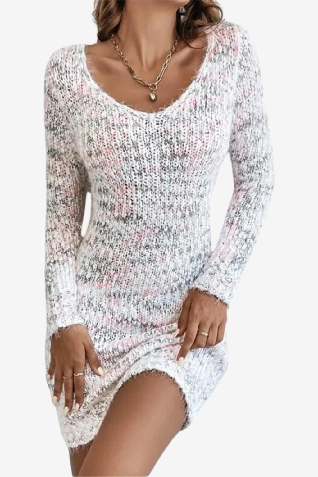Women's Long-Sleeve Bodycon Knitted Mini Dress