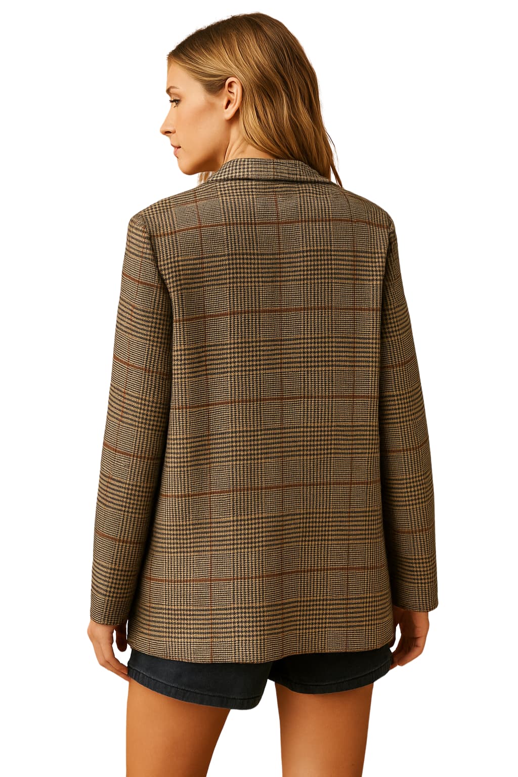 Women’s Relaxed Fit Checked Blazer Long Sleeve