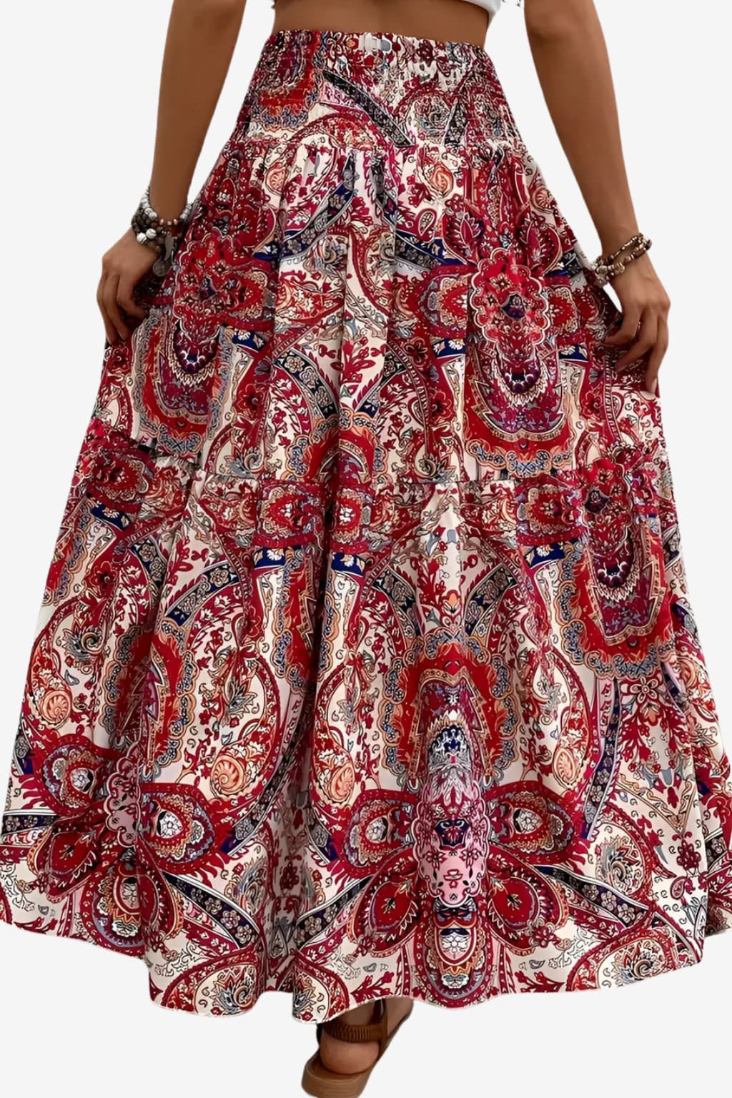 Women’s High Waist Maxi Skirt Ethnic Boho Print