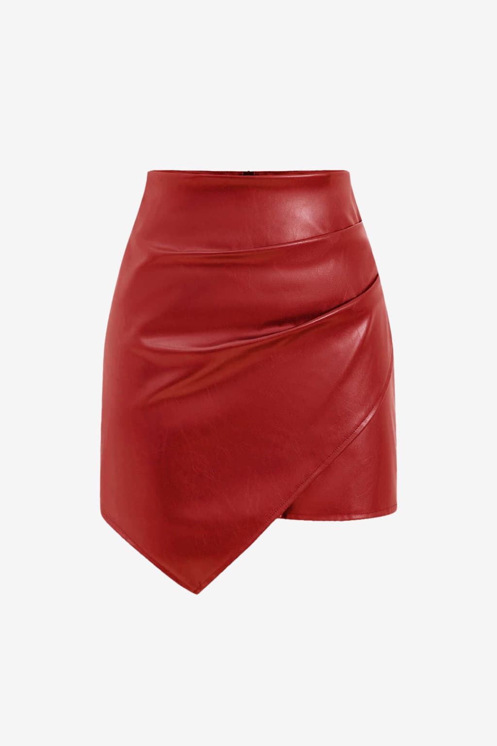 Women’s Faux Leather Mini Skirt High Waist Asymmetrical