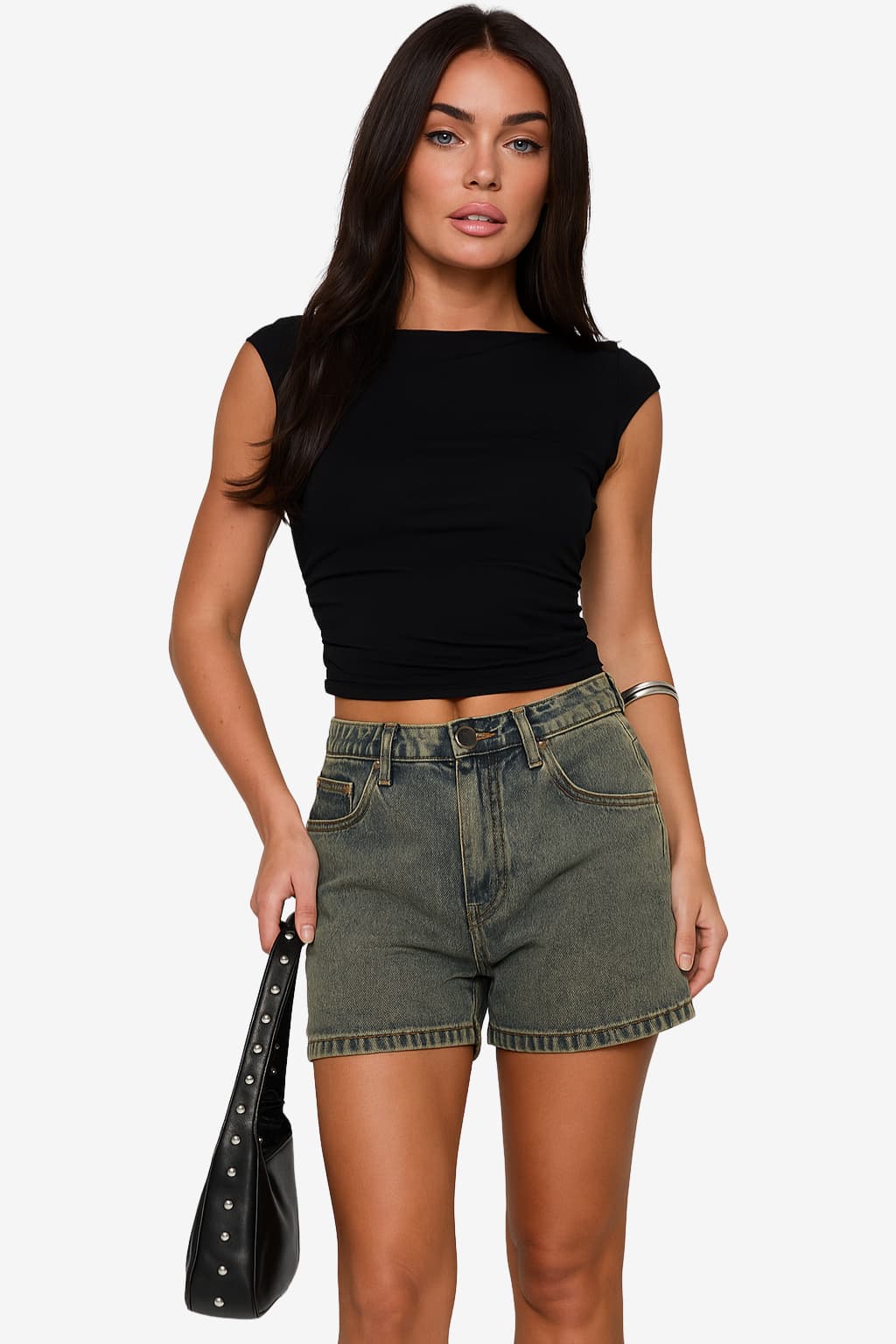 Women's Mid-Rise Denim Shorts - Relaxed Fit, 5-Pocket, Button Fly