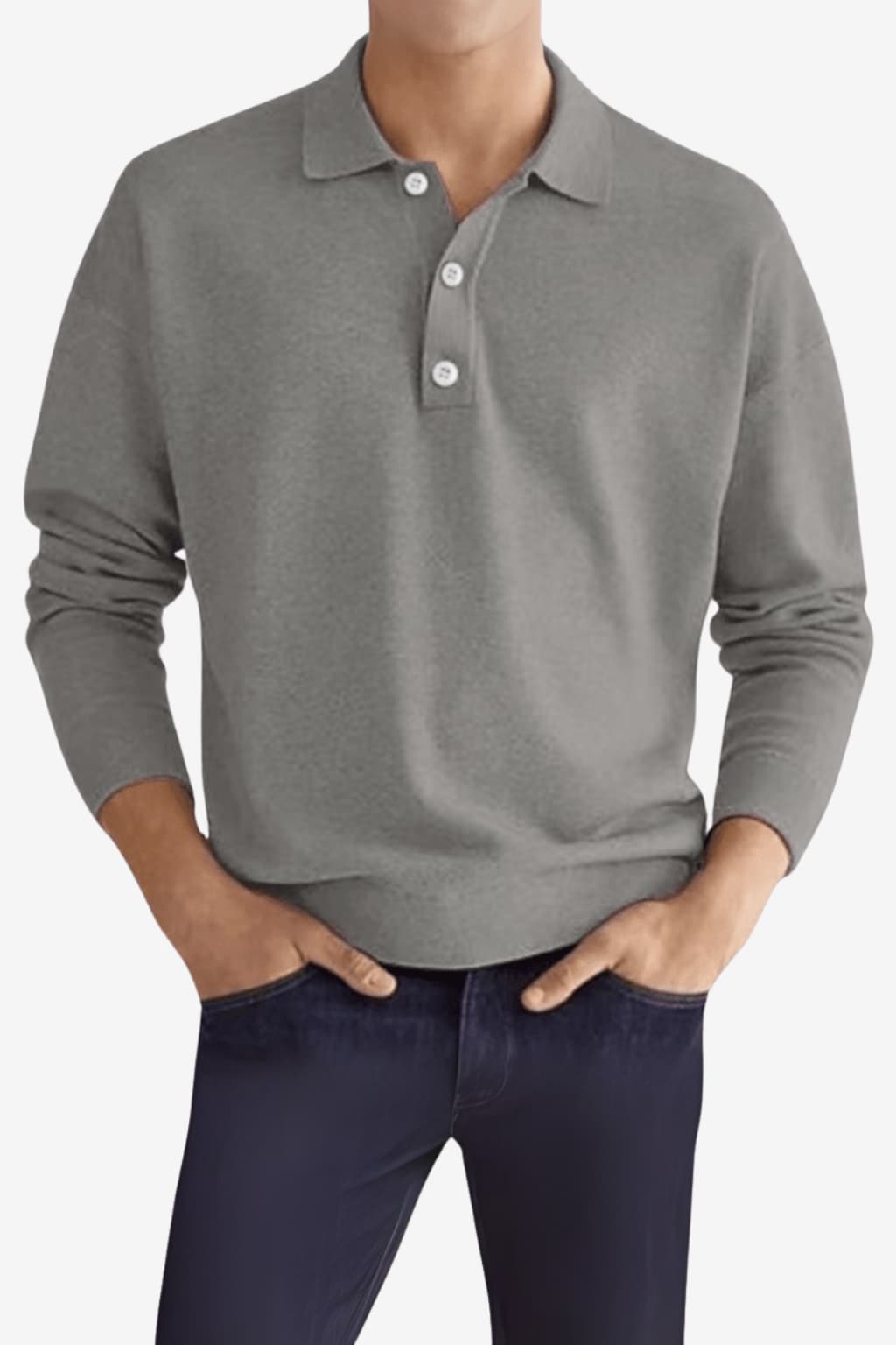 Men’s Long Sleeve Polo Shirt Casual Regular Fit Top