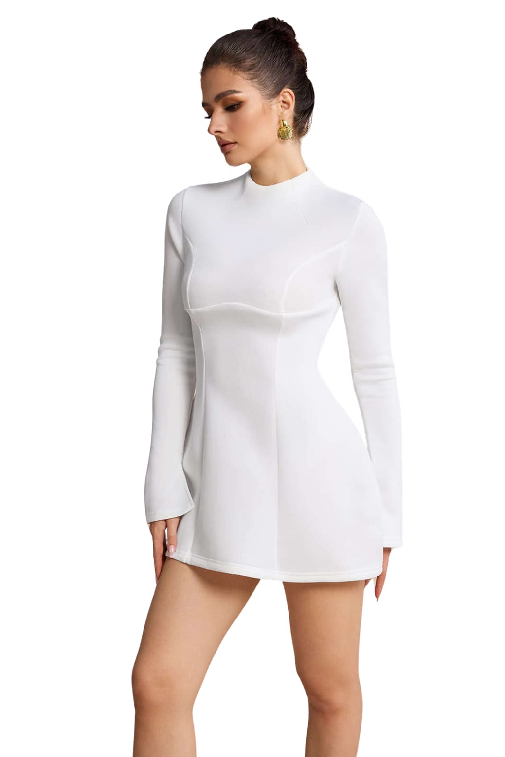 Women’s Backless Mini Dress Long Sleeve Fitted Look