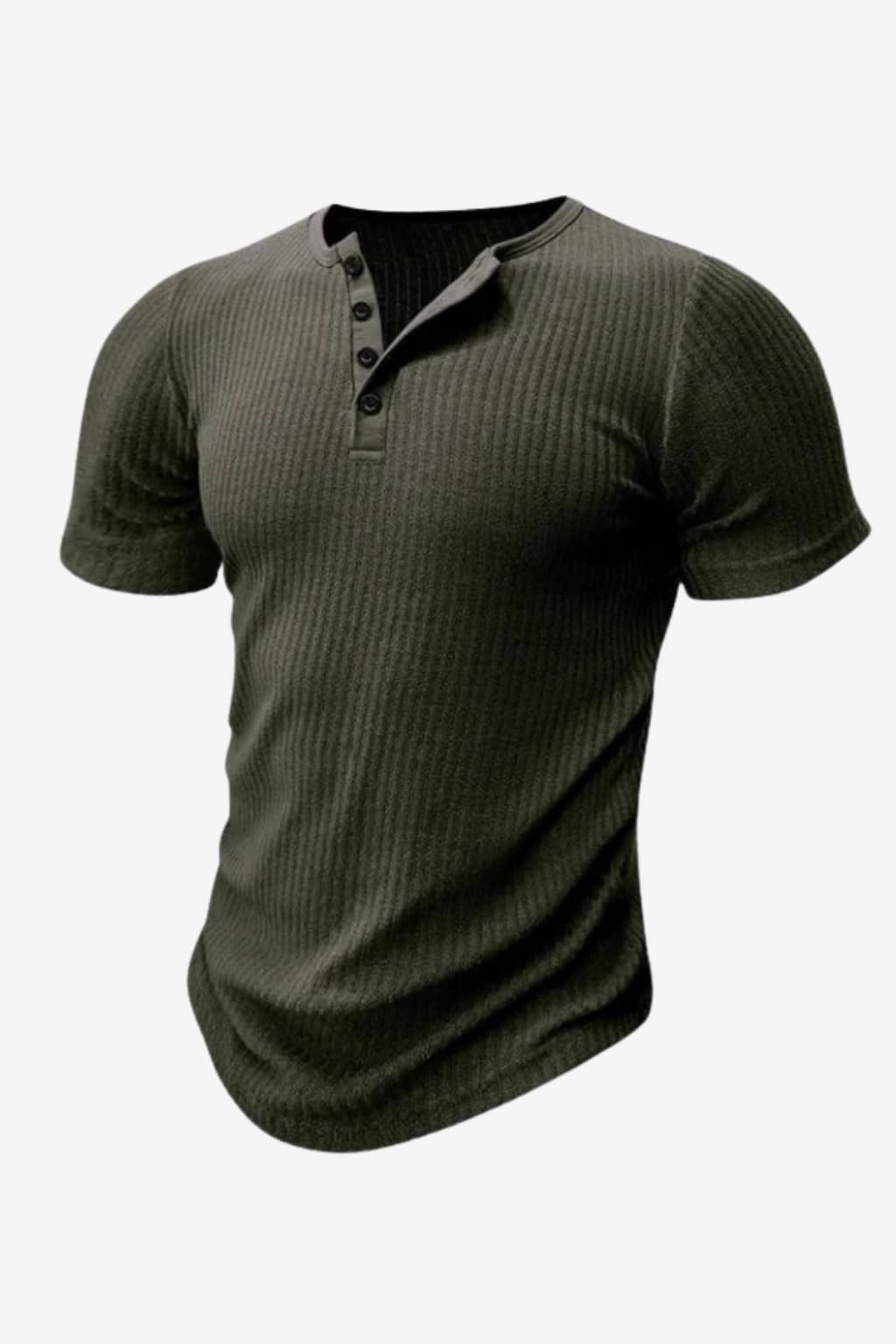 Men’s Slim Fit Henley T-Shirt Short Sleeve Ribbed Top