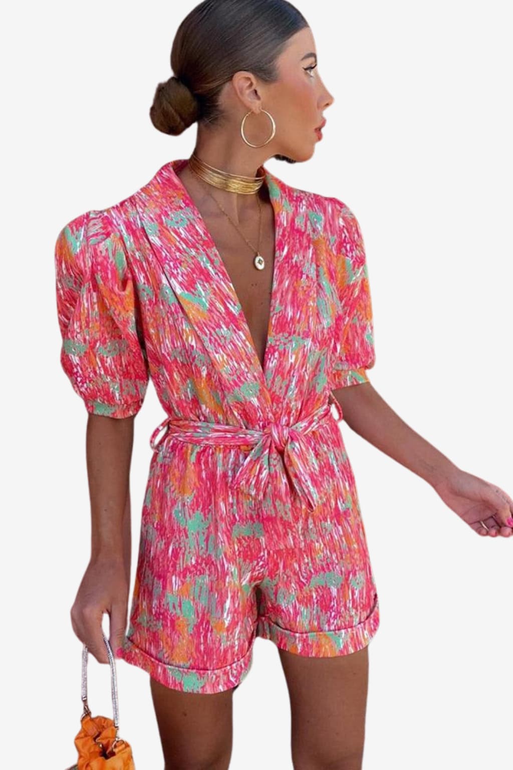 Women's Lightweight Belted Jumpsuit, Colourful All - Season Romper
