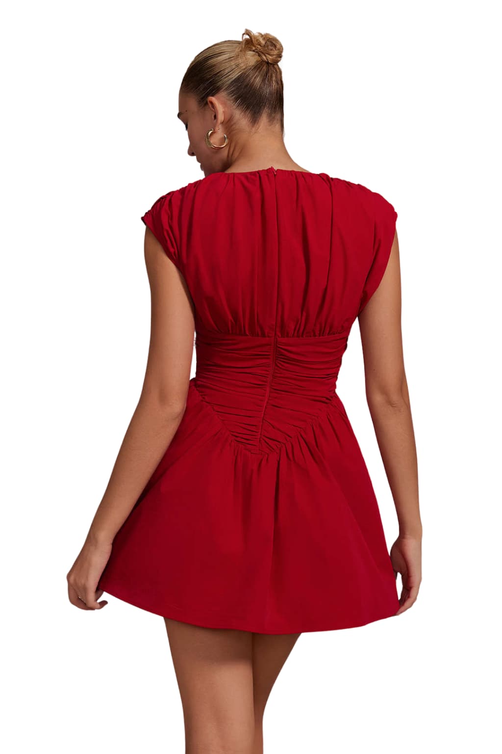 Women’s Ruched Mini Dress Cap Sleeve Fitted Style