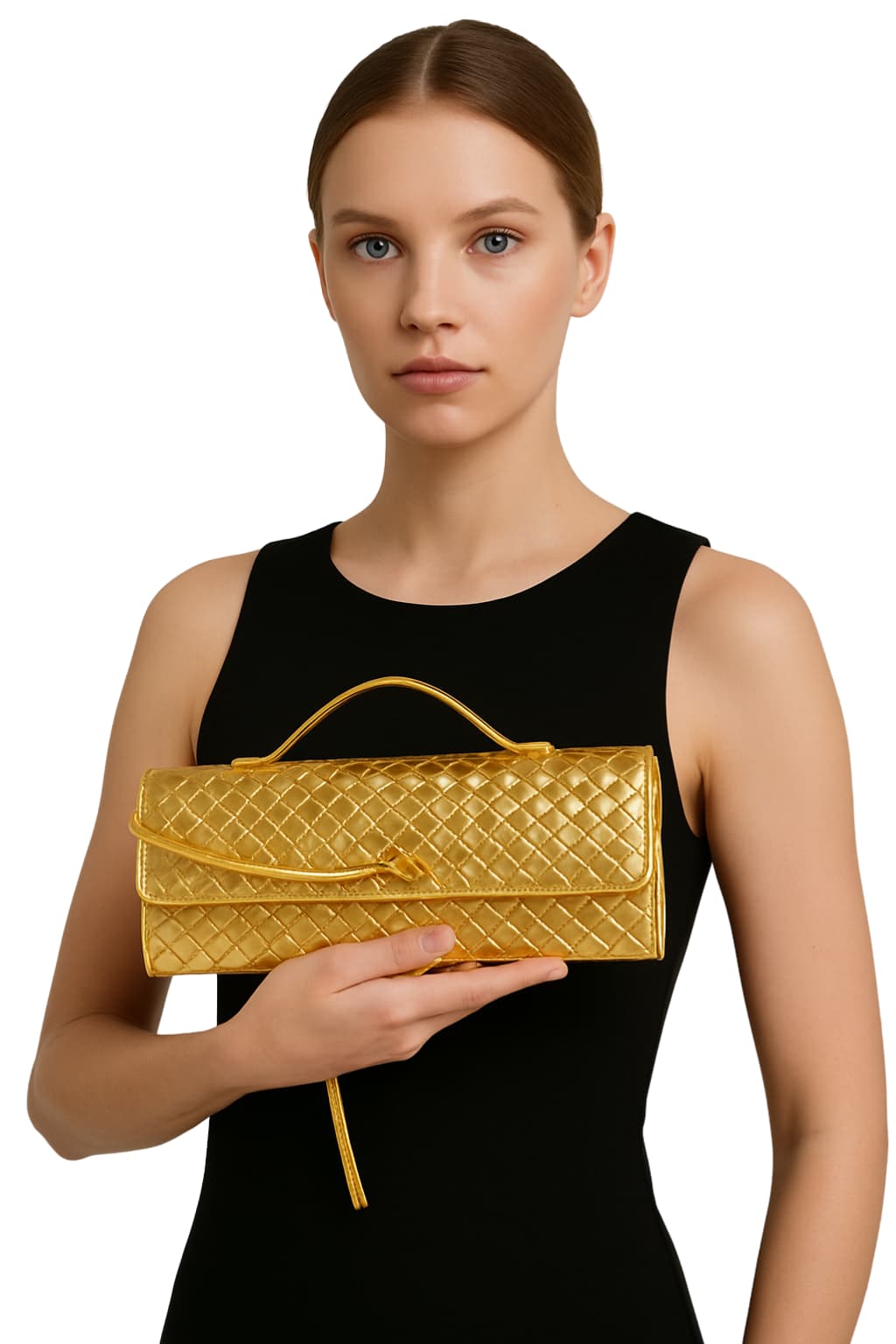 Women’s Textured Clutch Bag with Chain Strap