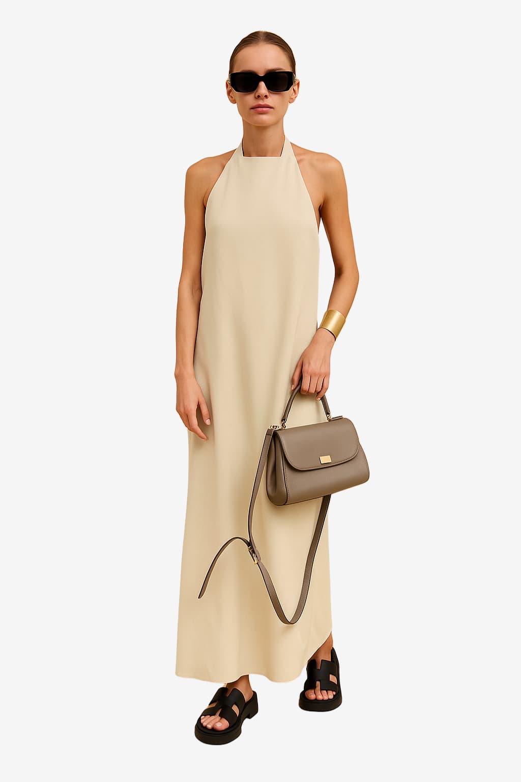 Women’s Halter Neck Sleeveless Maxi Dress – Summer Linen