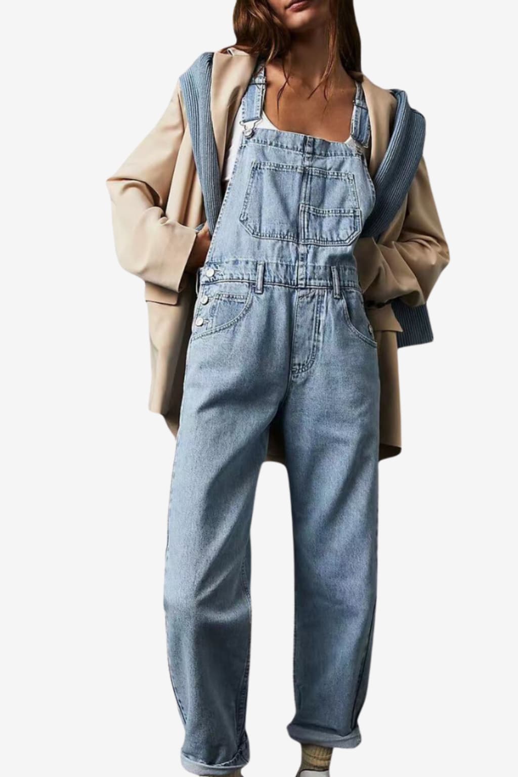 Women’s Relaxed Fit Denim Jumpsuit with Pockets