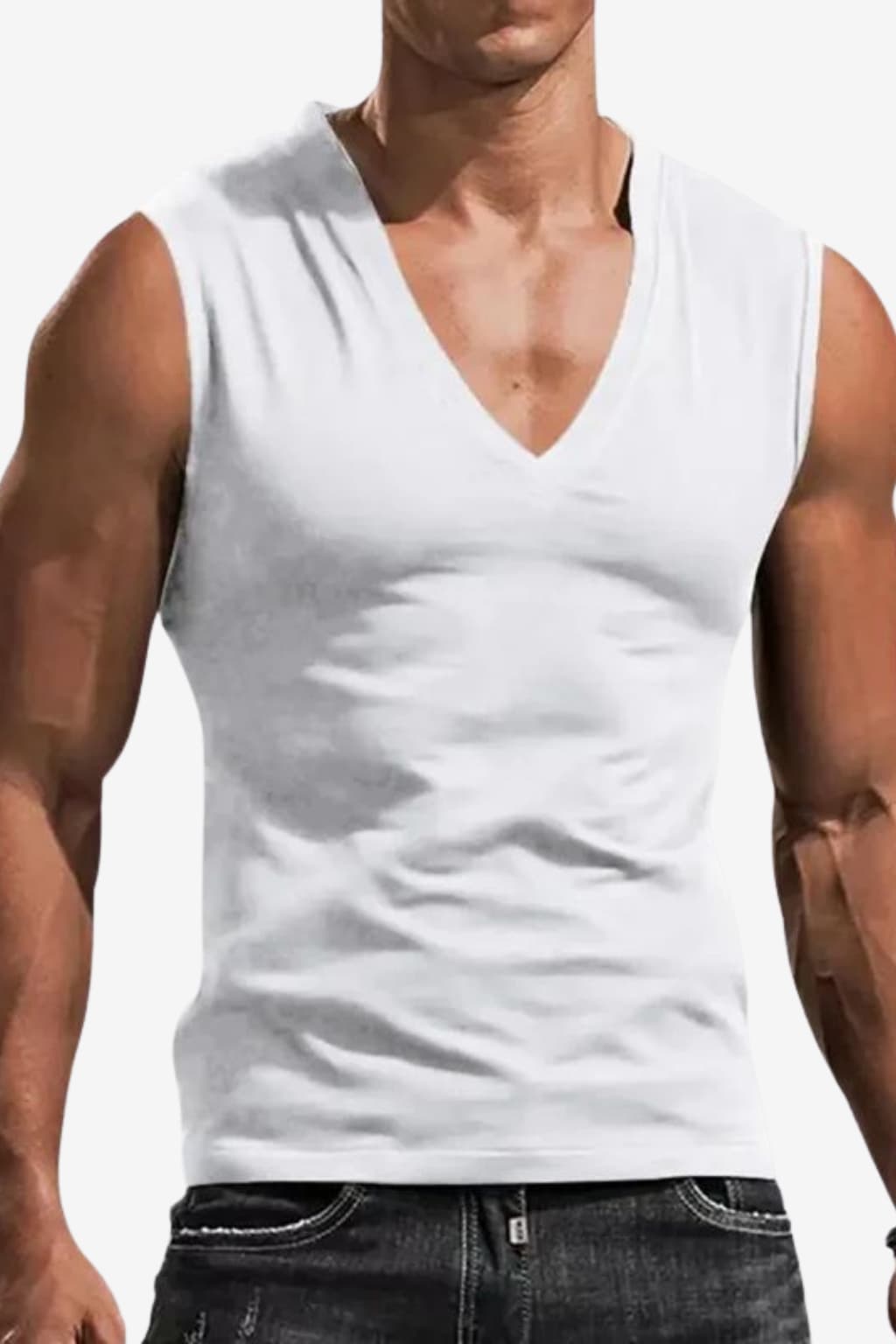 Men’s Sleeveless V-Neck Summer Shirt Lightweight Fit