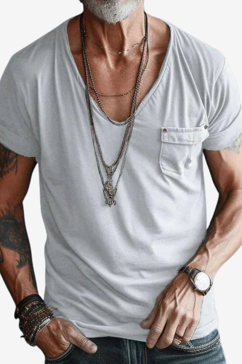 Men’s Crew Neck T-Shirt Short Sleeve Cotton Look