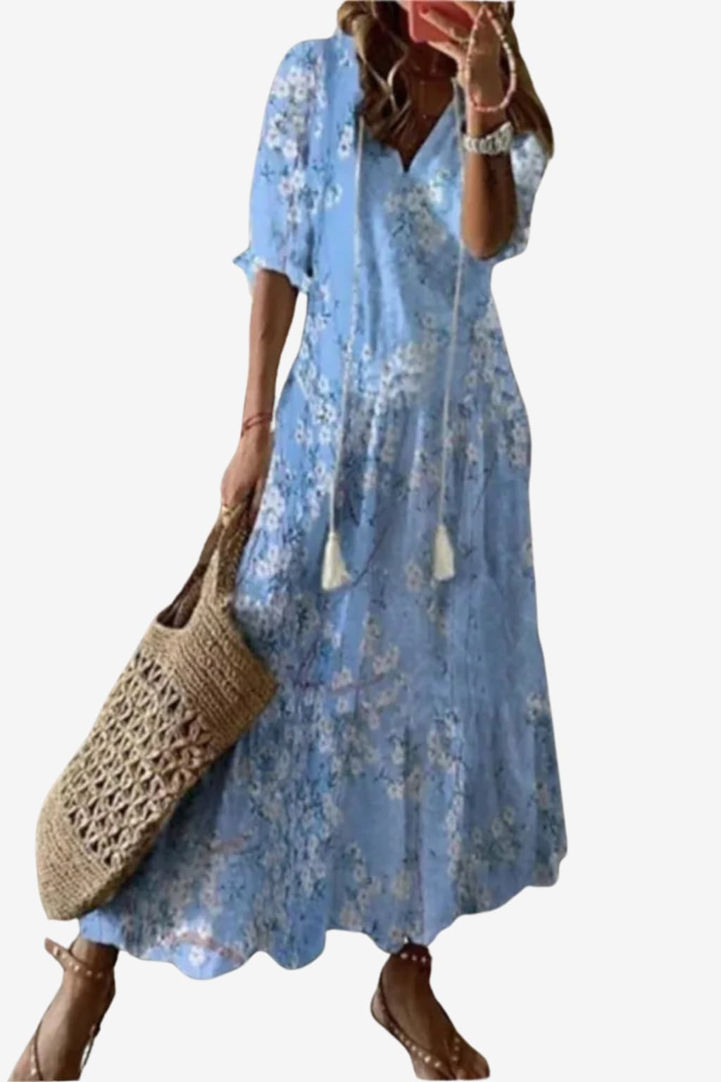 Women’s Floral Maxi Dress V-Neck Loose Fit Summer