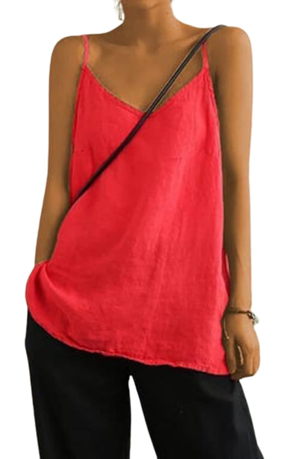 Women's Lightweight Linen Cami Top with Spaghetti Straps