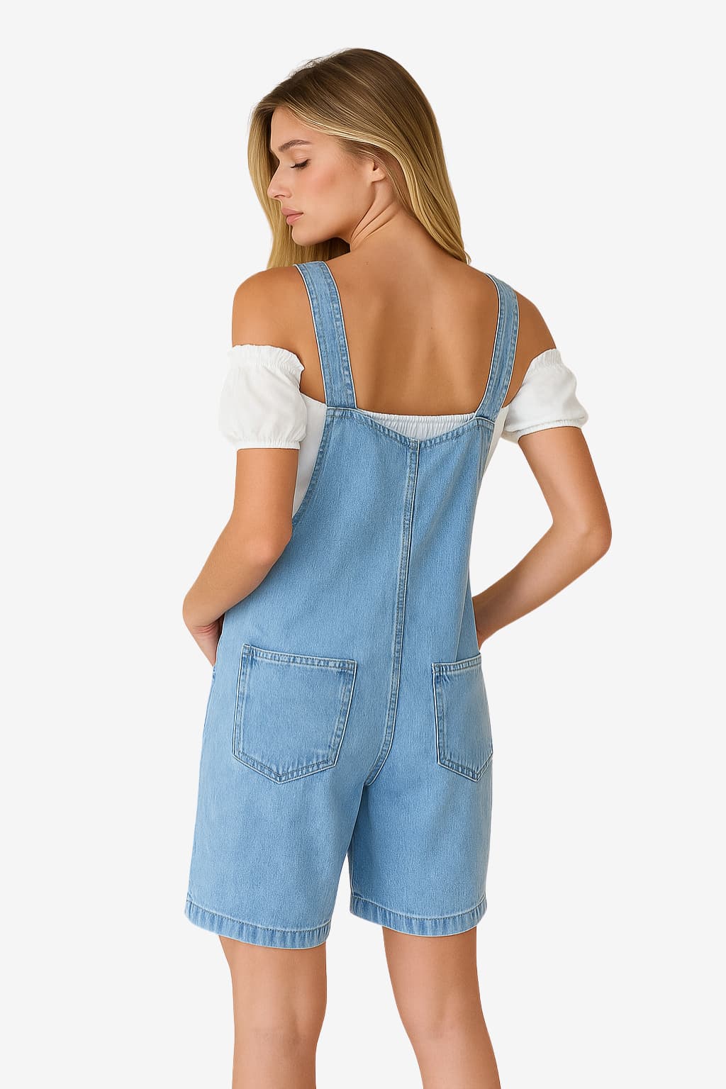 Women’s Denim Dungaree Shorts with Adjustable Straps