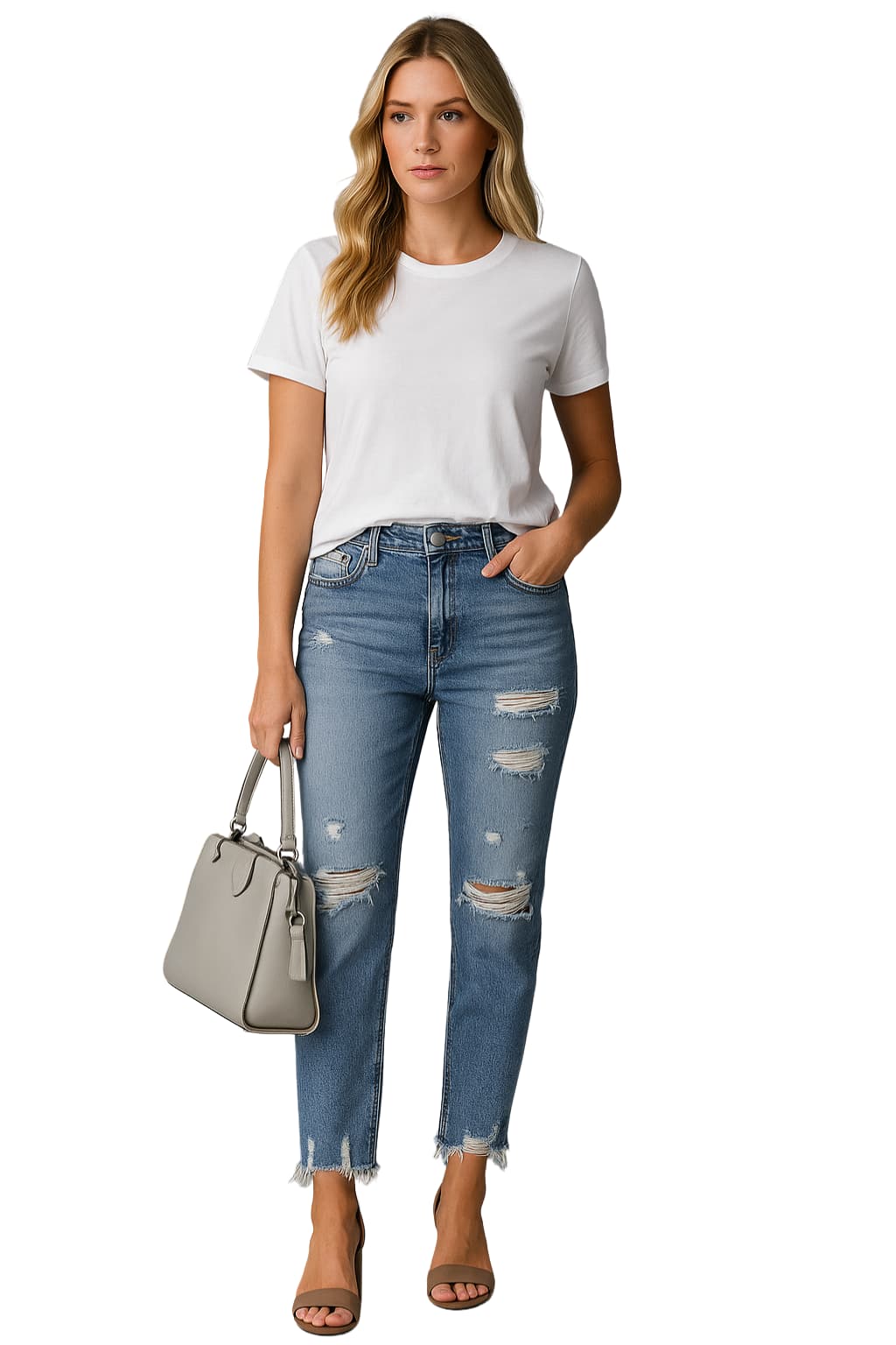 Women’s Ripped Slim-Fit High-Waist Denim Jeans