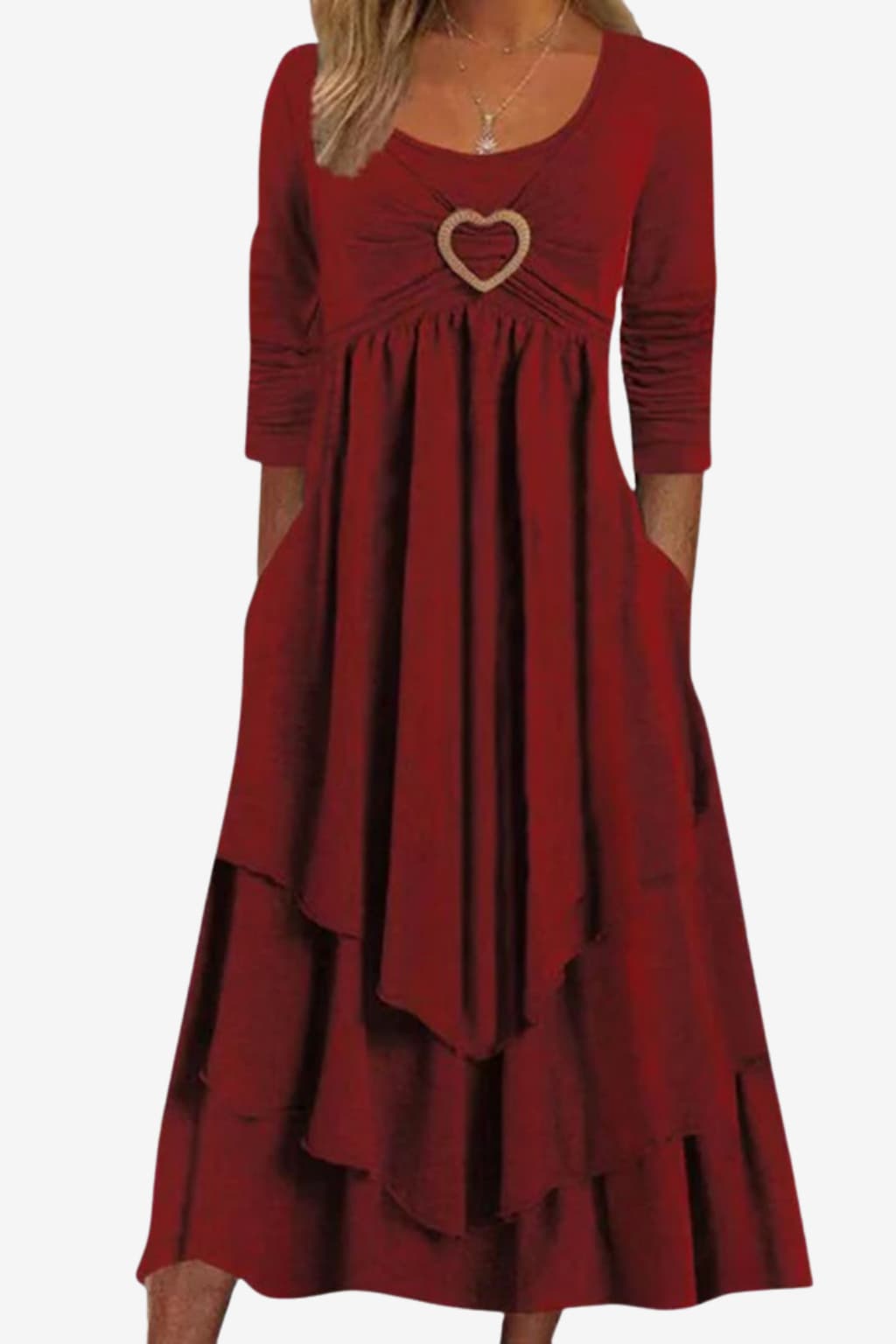 Women’s Long Sleeve Maxi Dress with Pockets A-Line Fit