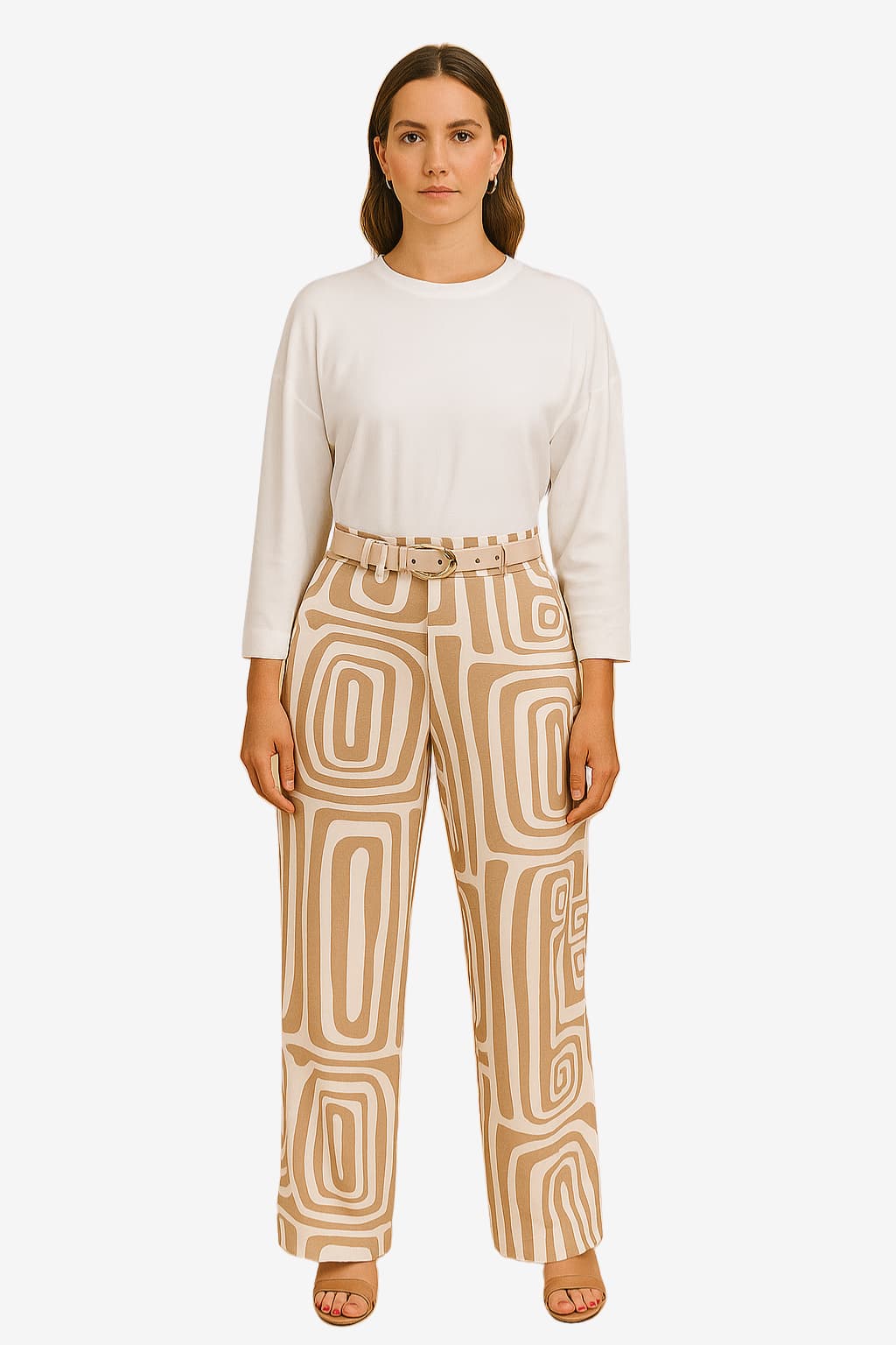 Women's Geometric Two-Piece Set with Belt