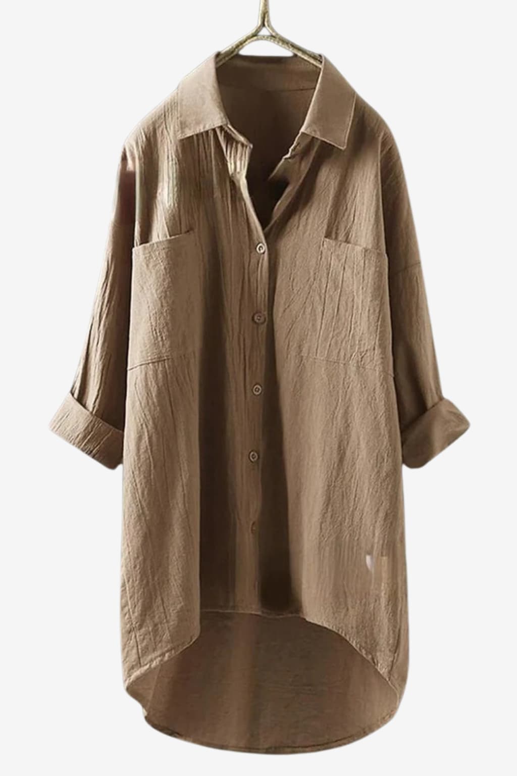 Women’s Linen Button-Up Oversized Shirt with Long Sleeves
