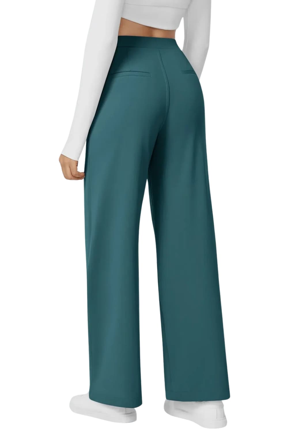 Women's High-Waisted Wide - Leg Trousers with Pleated Front