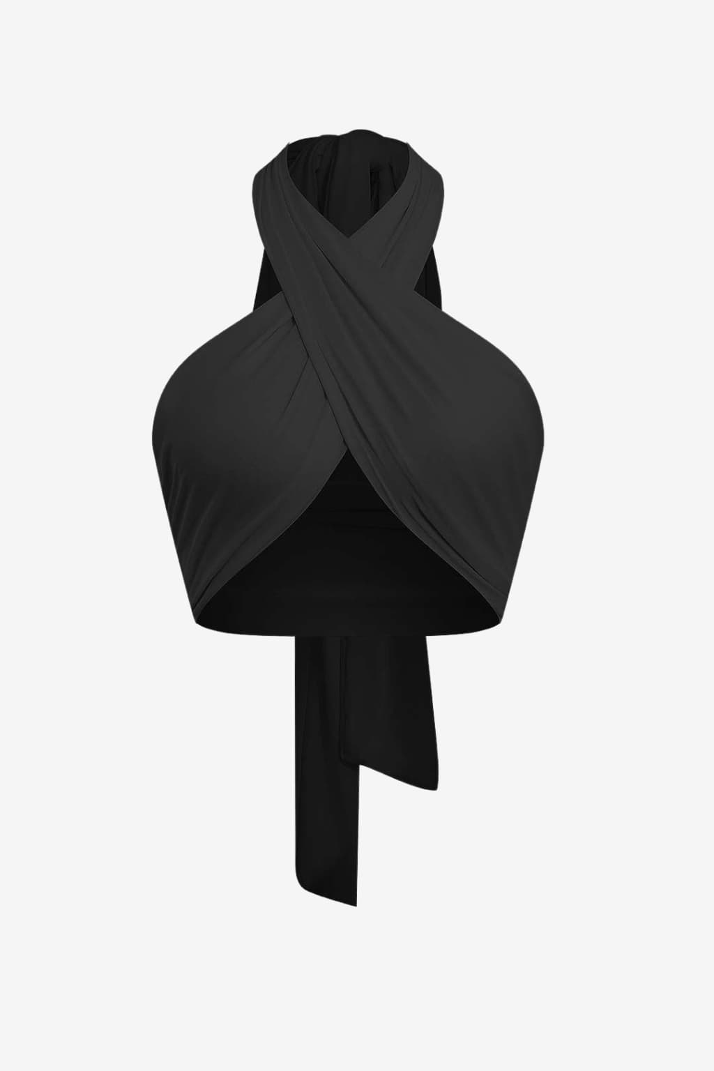 Women's Cross Halter Crop Top Fitted Jersey