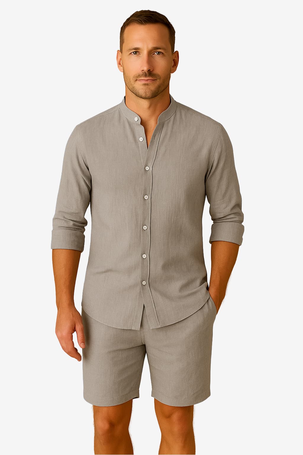 Men’s Linen Two-Piece Summer Set Shirt and Shorts
