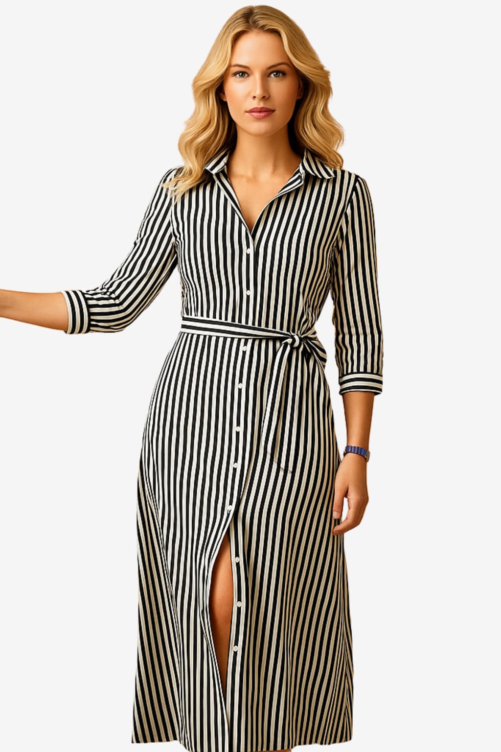 Women's Maxi Shirt Dress Short Sleeve Cotton Blend