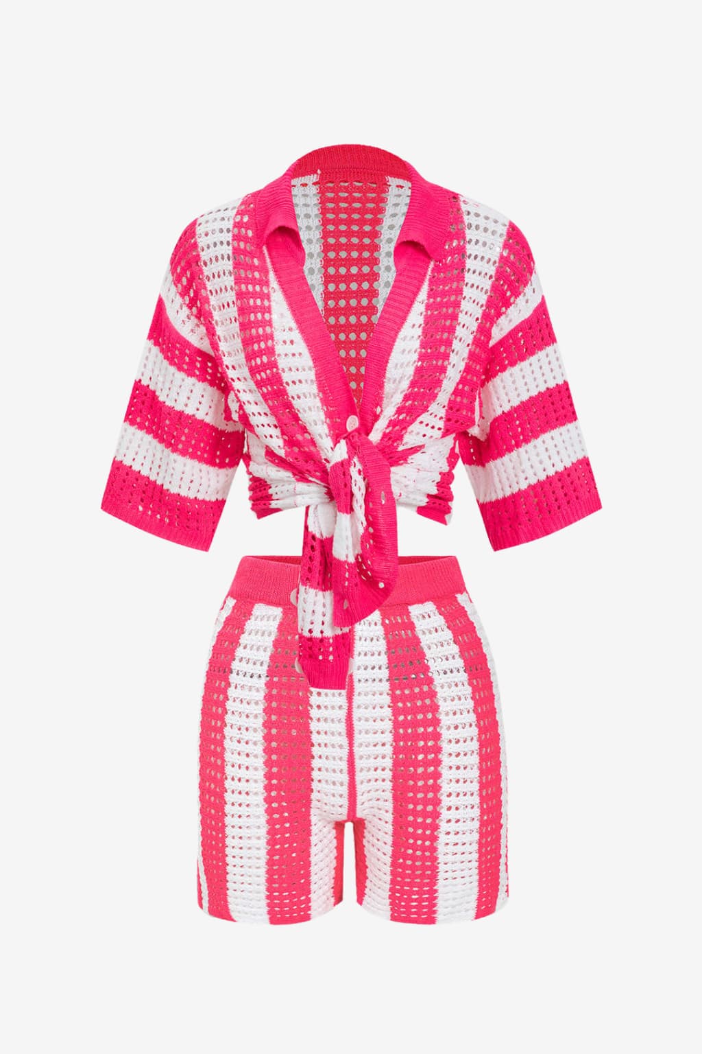 Women’s Stripe Knit Summer Co-Ord Set with Shorts