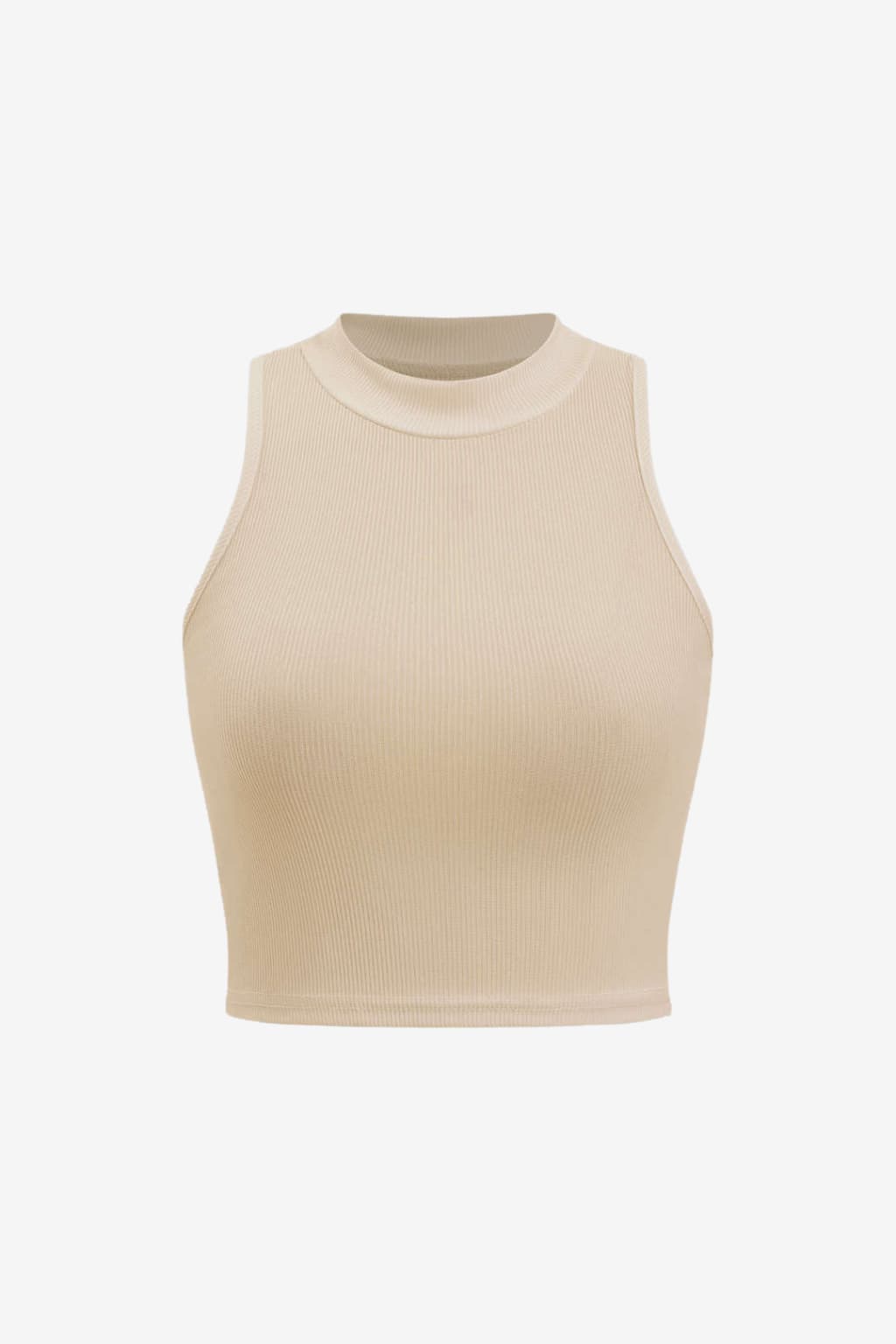 Women’s Ribbed Sleeveless Crop Top High Neck Knit Vest