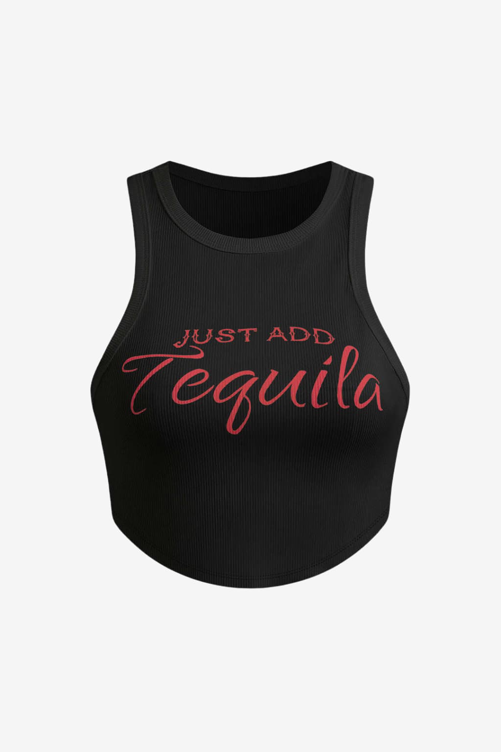 Women's Ribbed Crop Tank Top Letter Print Slim Fit